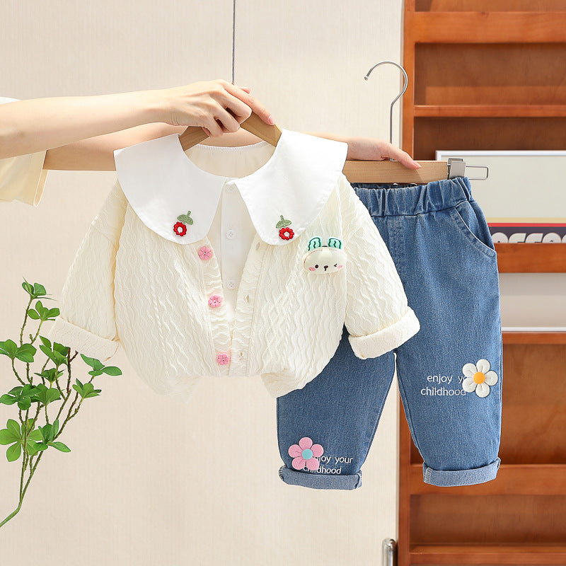 AS-3201G طقم بناتي 3 قطع ( جكيت + قميص + بنطلون جينز )