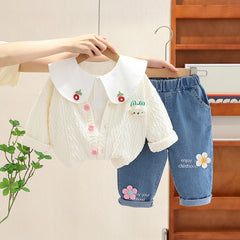 AS-3201G طقم بناتي 3 قطع ( جكيت + قميص + بنطلون جينز )