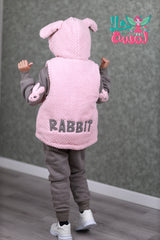 HBC040924-9 طقم بناتي شتوي تقيل مبطن فرو بالكامل 3 قطع ( بلوزة + فست + بنطلون)