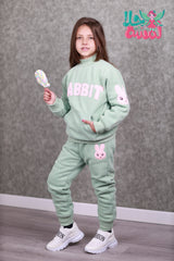 HBC040924-9 طقم بناتي شتوي تقيل مبطن فرو بالكامل 3 قطع ( بلوزة + فست + بنطلون)