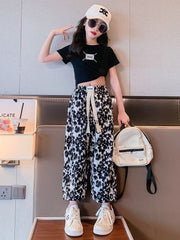 FU14042024-1 طقم صيفي بناتي قطعتين ( بلوزة + بنطلون )