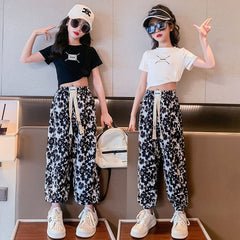 FU14042024-1 طقم صيفي بناتي قطعتين ( بلوزة + بنطلون )