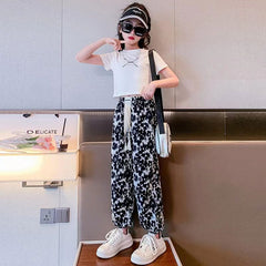 FU14042024-1 طقم صيفي بناتي قطعتين ( بلوزة + بنطلون )