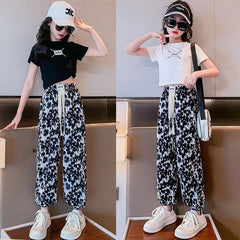 FU14042024-1 طقم صيفي بناتي قطعتين ( بلوزة + بنطلون )