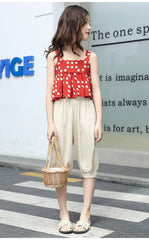 FU14042024-26 طقم بناتي صيفي بارد قطعتين ( بلوزة + بنطلون)