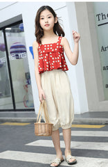 FU14042024-26 طقم بناتي صيفي بارد قطعتين ( بلوزة + بنطلون)