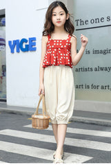 FU14042024-26 طقم بناتي صيفي بارد قطعتين ( بلوزة + بنطلون)