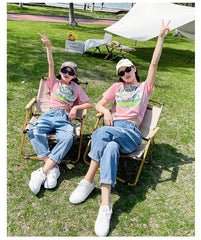 FU14042024-30 طقم بناتي قطعتين ( بلوزة قطنية + بنطلون جينز ناعم )