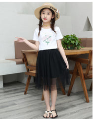 FU14042024-33 طقم بناتي قطعتين ( بلوزة قطنية + تنورة )