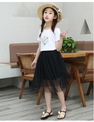 FU14042024-33 طقم بناتي قطعتين ( بلوزة قطنية + تنورة )