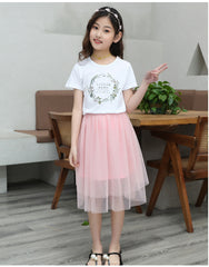 FU14042024-33 طقم بناتي قطعتين ( بلوزة قطنية + تنورة )