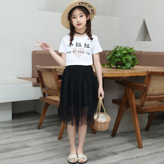 FU14042024-33 طقم بناتي قطعتين ( بلوزة قطنية + تنورة )