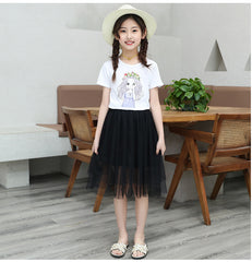 FU14042024-33 طقم بناتي قطعتين ( بلوزة قطنية + تنورة )