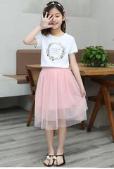 FU14042024-33 طقم بناتي قطعتين ( بلوزة قطنية + تنورة )