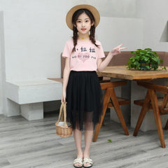 FU14042024-33 طقم بناتي قطعتين ( بلوزة قطنية + تنورة )