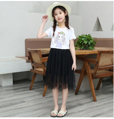 FU14042024-33 طقم بناتي قطعتين ( بلوزة قطنية + تنورة )