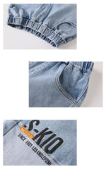 FU14042024-37 طقم ولادي صيفي قطعتين ( بلوز قطنية + بنطلون جينز)