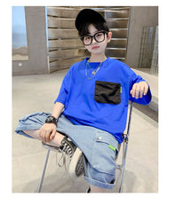 FU14042024-38 طقم جينز ولادي قطعتين ( بلوزة قطنية + بنطلون جينز )