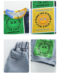 FU14042024-45 طقم ولادي صيفي قطعتين ( بلوزة قطنية + بنطلون جينز )