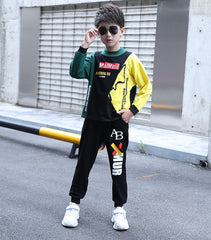 FU14042024-5 طقم ولادي قطن خريفي ربيعي قطعتين ( بلوزة + بنطلون )