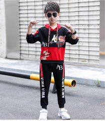 FU14042024-5 طقم ولادي قطن خريفي ربيعي قطعتين ( بلوزة + بنطلون )