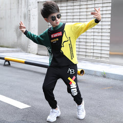 FU14042024-5 طقم ولادي قطن خريفي ربيعي قطعتين ( بلوزة + بنطلون )