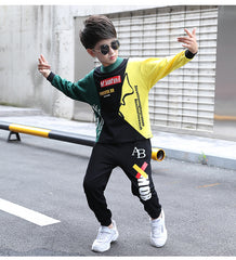 FU14042024-5 طقم ولادي قطن خريفي ربيعي قطعتين ( بلوزة + بنطلون )