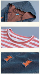 FU14042024-7 طقم بناتي 3 قطع ( فست جينز + بلوزة قطنية+ بنطلون جينز )