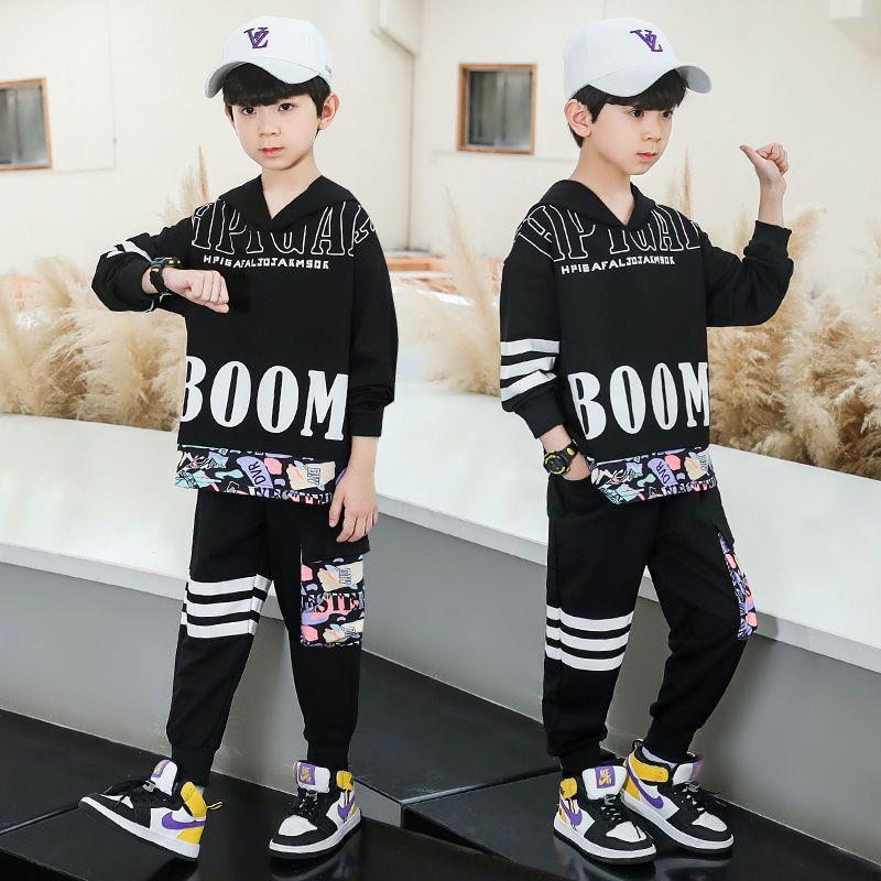 FU14042024-8 طقم سبورت ولادي قطن خريفي ربيعي ( بلوزة + بنطلون)