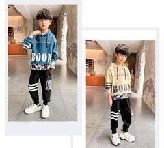 FU14042024-8 طقم سبورت ولادي قطن خريفي ربيعي ( بلوزة + بنطلون)