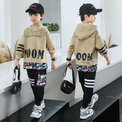 FU14042024-8 طقم سبورت ولادي قطن خريفي ربيعي ( بلوزة + بنطلون)