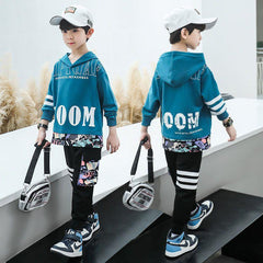 FU14042024-8 طقم سبورت ولادي قطن خريفي ربيعي ( بلوزة + بنطلون)