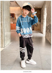 FU14042024-8 طقم سبورت ولادي قطن خريفي ربيعي ( بلوزة + بنطلون)