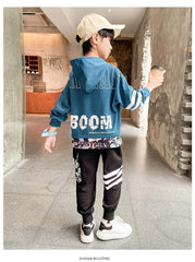 FU14042024-8 طقم سبورت ولادي قطن خريفي ربيعي ( بلوزة + بنطلون)