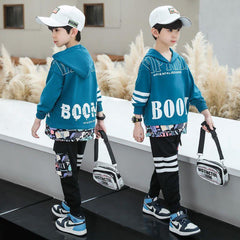 FU14042024-8 طقم سبورت ولادي قطن خريفي ربيعي ( بلوزة + بنطلون)