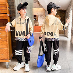 FU14042024-8 طقم سبورت ولادي قطن خريفي ربيعي ( بلوزة + بنطلون)