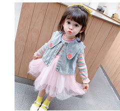 AO0111-15 فستان بناتي مع فست جينز