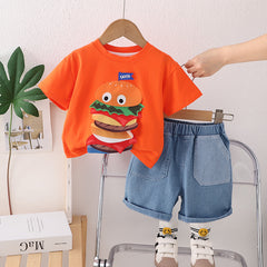 SSX220824-68 طقم ولادي قطعتين ( بلوزة + شورت)