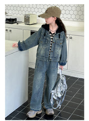 WZH191124-10 طقم جينز قطعتين (جكيت + بنطلون )