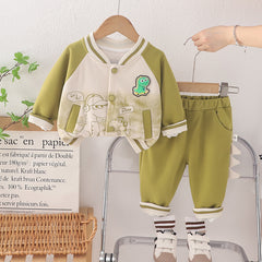 SSX220824-113 ترينج ولادي قطعتين خريفي ربيعي ( جكيت + بنطلون) مع اضاءة للديناصور