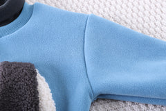 SSX220824-36 طقم ولادي شتوي تقيل مبطن فرو بالكامل قطعتين ( بلوزة + بنطلون)