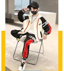 WZS040924-15 طقم ولادي قطني قطعتين تريننج ( جكيت + بنطلون)