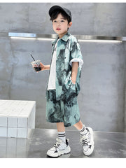 WZH301124-55 طقم ولادي صيفي قطعتين ( قميص + بنطلون)