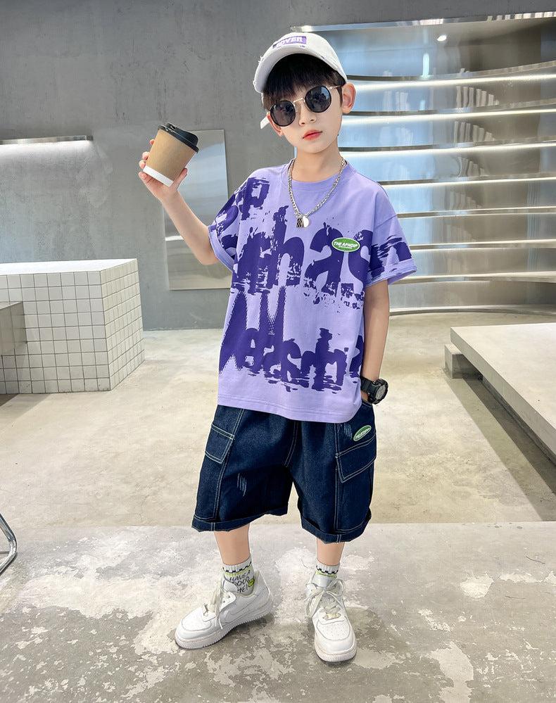 FU14042024-13 طقم ولادي قطعتين ( بلوزة + بنطلون)