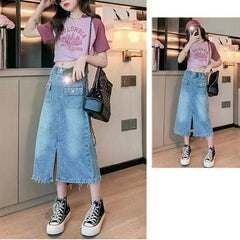 FU14042024-2 طقم بناتي صيفي قطعتين ( بلوزة+ تنورة)