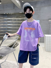 FU14042024-66 طقم ولادي صيفي قعطتين ( بلوز + بنطلون جينز)