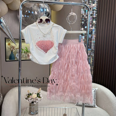 RM150424-37 طقم بناتي صيفي ( بلوزة + تنورة)