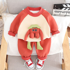 SSX220824-50 طقم شتوي مبطن فرو تقيل بالكامل قطعتين ( بلوزة + بنطلون)