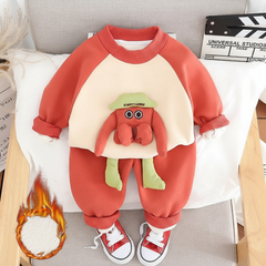 SSX220824-50 طقم شتوي مبطن فرو تقيل بالكامل قطعتين ( بلوزة + بنطلون)