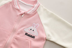 SSN040924-56 طقم بناتي ربيعي خريفي قطن تقيل 3 قطع ( جكيت + بنطلون + حقيبة)